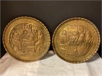 8” round brass wall hanging plates