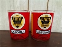 2 Vintage Ethyl Gasohol Drinking Glasses