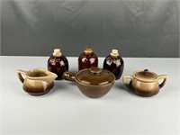 Brown USA and Hull pottery salt peppers