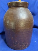 Brown Stoneware Container 8" Tall