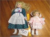 2 Porcelain Dolls - 1 with Stand