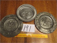 Set of 3 Heavy Collectors Plates - Pewter One is