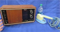 vintage sony radio & vintage sunbeam iron