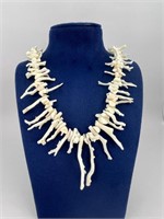 Antique Chinese White Branch Coral Necklace