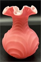 Fenton Pink Satin Drape Vase