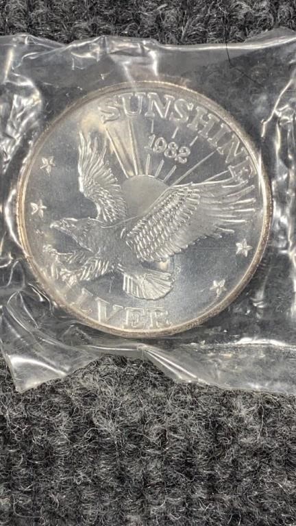 1982 999 1oz Silver Sunshine Mining Silver Coin