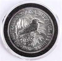 Coin Australian 1990 Kookaburra 1 Oz. .999 $5