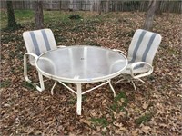 Outdoor Patio Glass Table w/2 Chairs