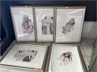 5 Framed Vintage Art / Prints - Howard Chandler