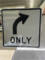 Turn Only Arrow Sign - Metal Traffic Sign - 30 x