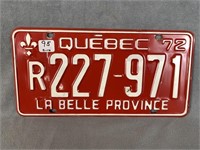 Licence Plate Quebec 1972