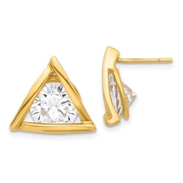 Sterling Silver Gold Plated Triangle Earrings