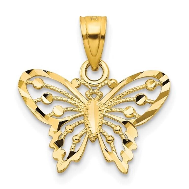 10k Diamond-Cut Butterfly Charm