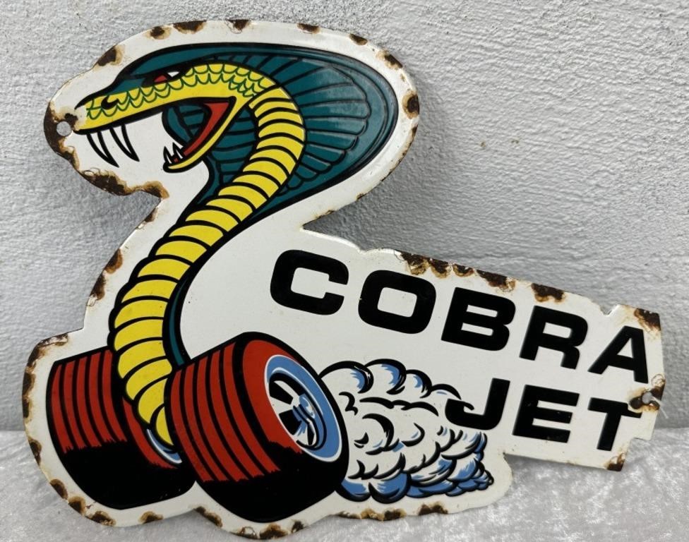 Enamel Cut Out "COBRA JET" Sign