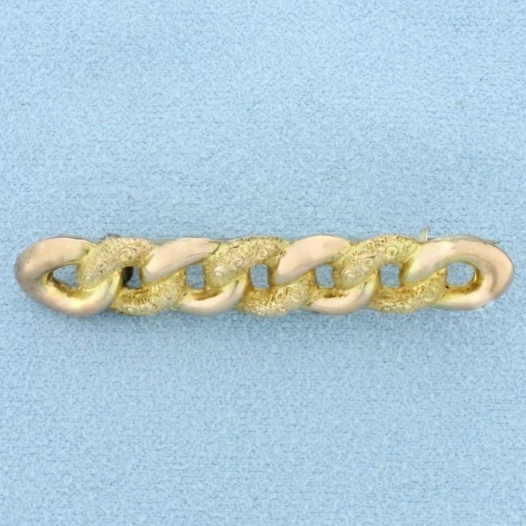 Antique Victorian Curb Link Pin in 9K Yellow and R