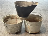 Galvanized Metal Buckets and Coal Bucket 10” Tall