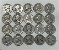 (20) WASHINGTON SILVER  QUARTER DOLLARS