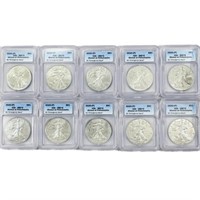 (10) 2020-P American Silver Eagle ICG MS70