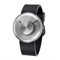 ODM Men's Silver - Watch with Black Leather Strap