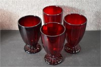 4 Anchor Hocking Ruby Red Goblets