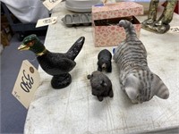 4 pcs-Avon Bottles & 3 Animal Statues-Resin