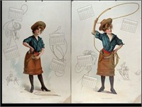 TWO 1903 COW-BOY GIRL CALENDAR PRINTS - 15" X 10"