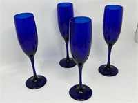 Libbey Glass Cobalt Prosecco Flutes Glasses