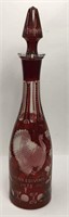 Ruby Cut To Clear Decanter, Thanksgiving 1973