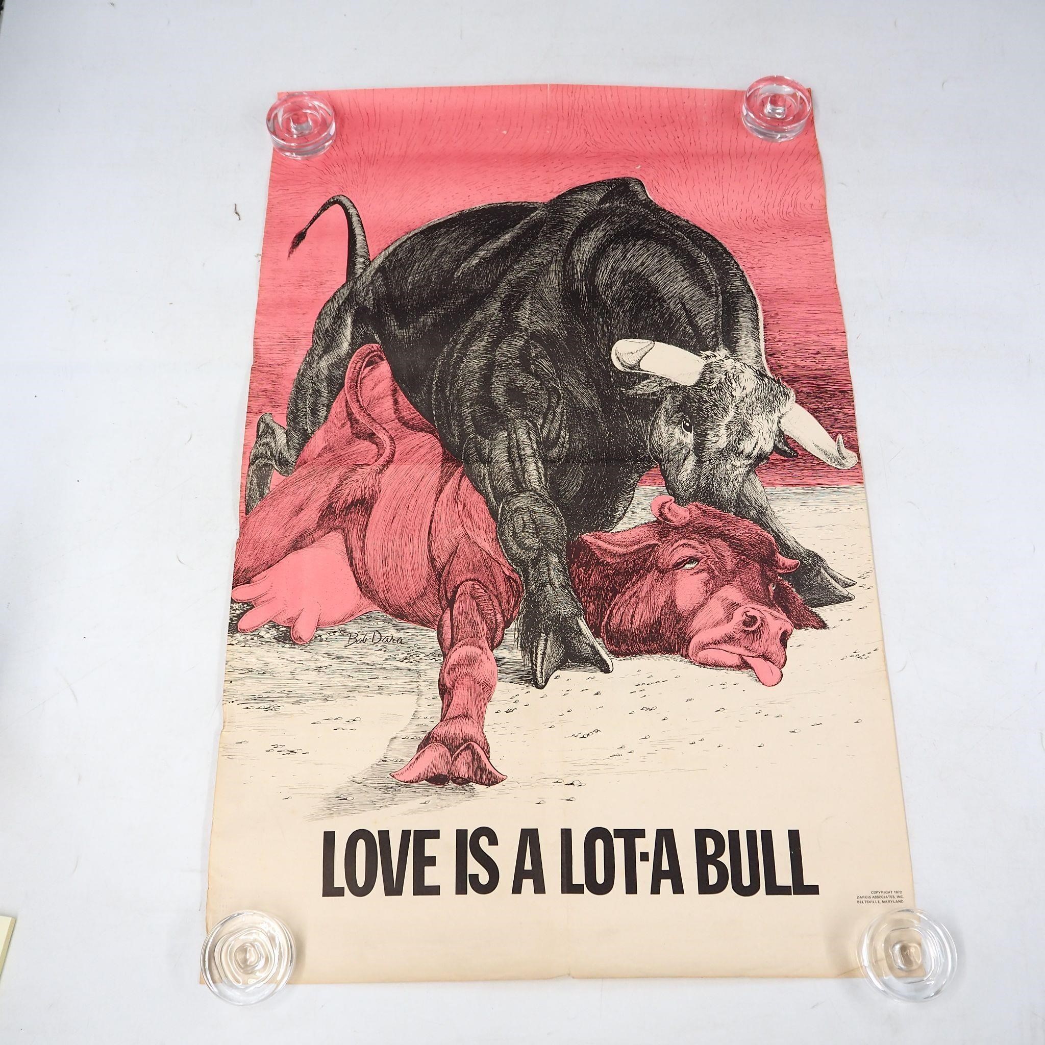 Humorous 1972 Bob Dara Poster "Love is Bull"