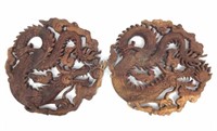 (2) Carved Wood Asian Dragon Wall Hangings