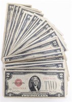 (25) Circulated 1928 United States $2.00 Bills