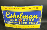 Eshelman Red Rose Porcelain Feed Sign