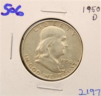 1950 D FRANKLIN HALF DOLLAR COIN