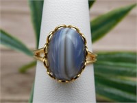 BANDED AGATE ADJUSTABLE RING ROCK STONE LAPIDARY S