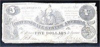 1861 CONFEDERATE $5 NOTE - (T-36)