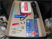 Box Lot - First Aid Kit, flashlights, mending