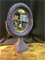 PURPLE WICKER TABLETOP MIRROR