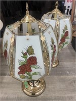 Two Rose and Butterfly brass and glass table