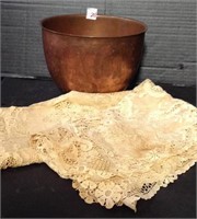Beautiful copper Bowl and table linens