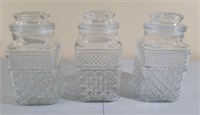 Glass canisters. Each 4½"×4½"×9"