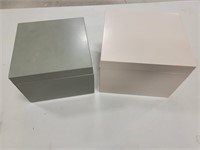 2 Metal File Boxes 8.5x8.5x6; 9.5x8.5x7