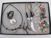 4- Shell & Bead Necklaces & Shark Tooth Pendant