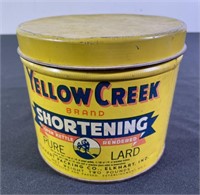 Yellow Creek, Elkhart, IN Lard Tin w/ Sewing Items