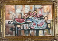 ROBERT AARON FRAME OIL ON CANVAS STILL LIFE