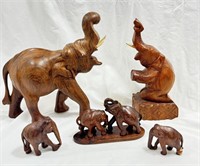 BEAUTIFUL LOT OF HANDCARVED WOOD ELEPHANTS