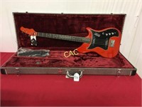 Burns NuSonic Bass Transparent Red Guitar w/Case