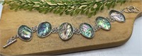 .925 Sterling Silver and Abalone Shell 8” Bracelet