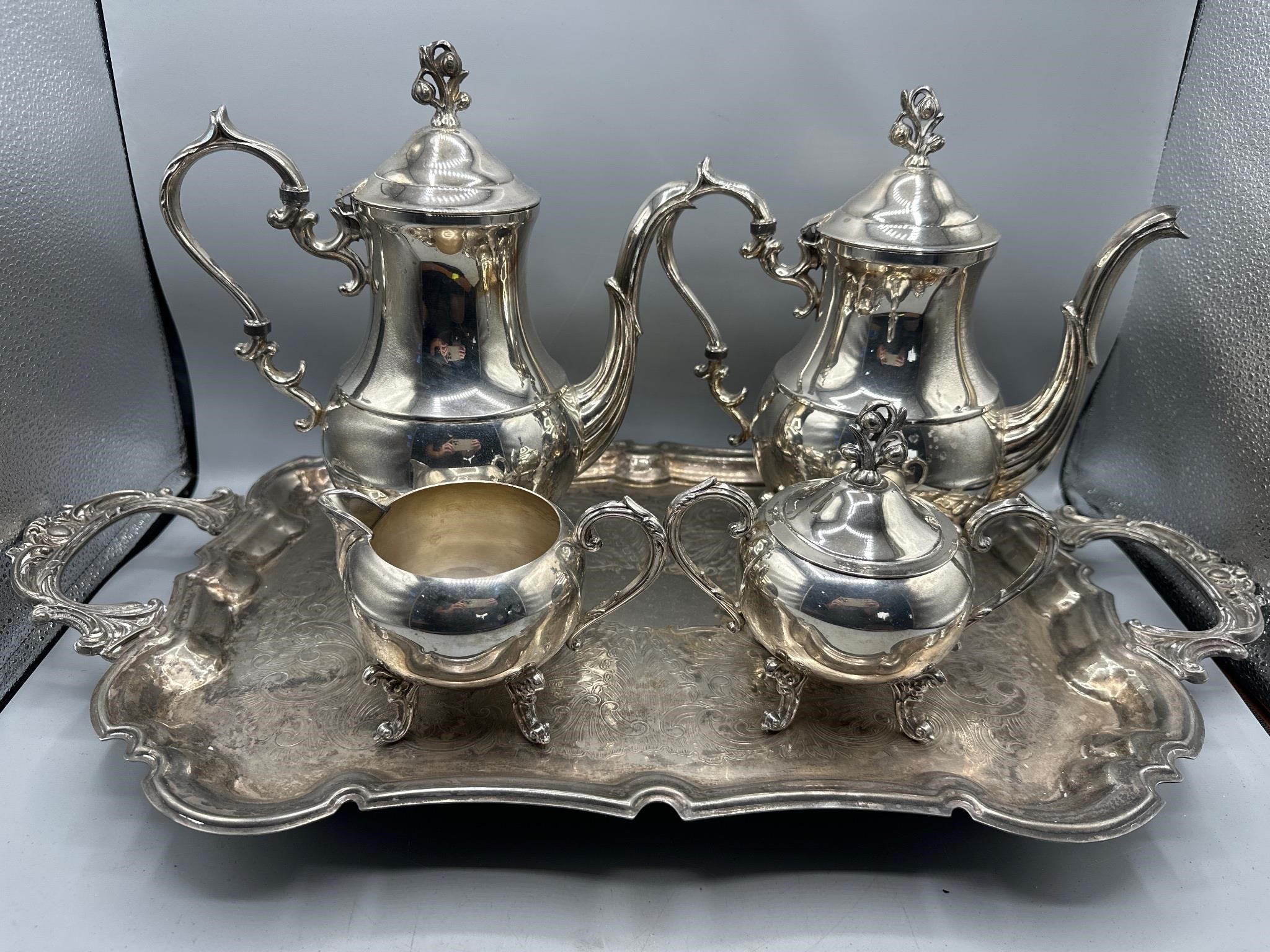 Silverplate tea set