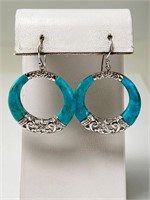 Sterling Large Turquoise Earrings (Unique) 12 Gr
