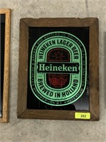 GLASS HEINEKEN BEER SIGN 19" X 15"